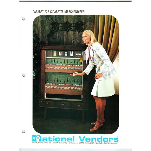 Cigarette Vending Merchandiser FLYER Series Cabaret 222 Artwork National Vendors - Picture 1 of 2